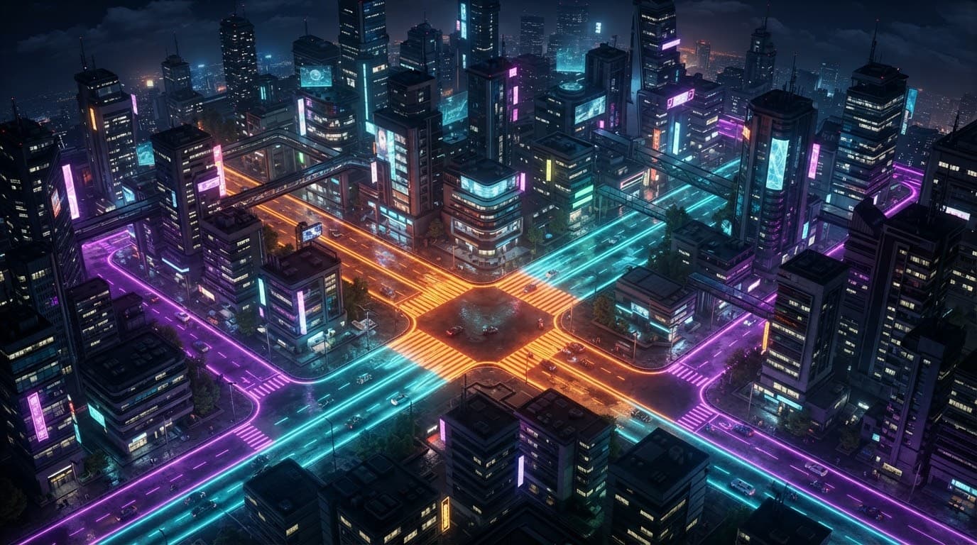 Urban District Conquest - 3D Isometric Map with Neon Asphalt